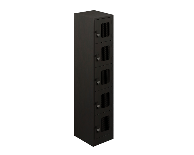 5-door standard ventilated locker 24 gauge top &amp; back, 22 gauge body &amp; doors 15 x 17.5 x 72&quot;