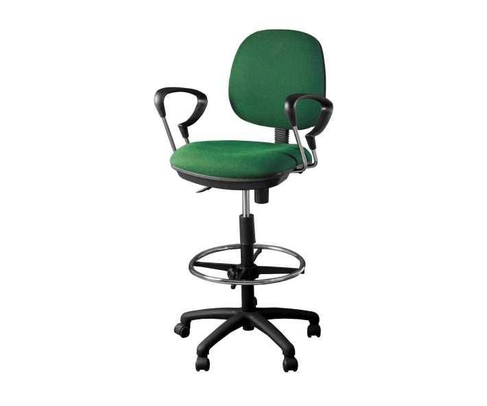 Silla Cajero c/Brazos Cromo Base Plastica c/Ruedas Comfort