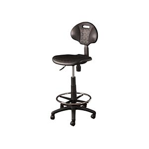Adjustable stool w/backrest 5 star nylon base w/casters