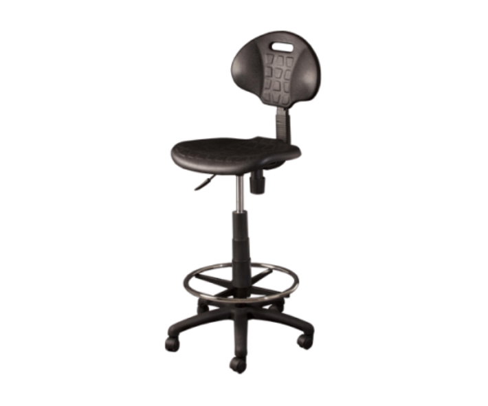 Adjustable stool w/backrest 5 star nylon base w/casters