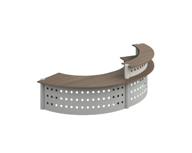 Modulo Recepcion Curva Doble Cubierta Superior Sencilla 376 x 165 x 110 cm Req