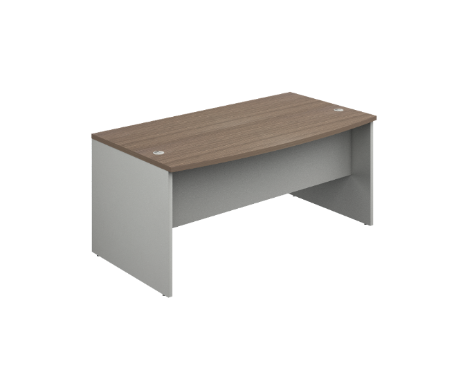 Bow front desk shell with 1/2 modesty panel 72 x 36 x 30&quot; Prime