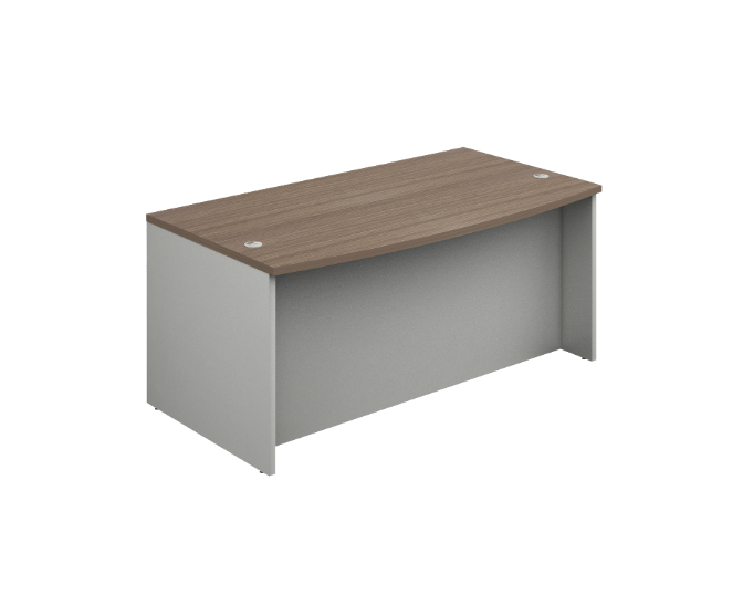 Bow front desk shell with full modesty panel 72 x 36 x 30&quot; Prime