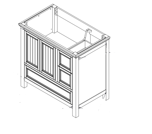 TOCADOR 36&quot;x 21.5&quot;x 34&quot; (91.4X54.6X86.4) MAD POPLAR MDF CHAPA BIRCH TONO HARBOR BLUE